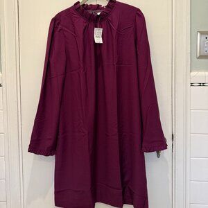 NWT Plum J. Crew Dress with Ruffled Collar and Cuffs Size 8